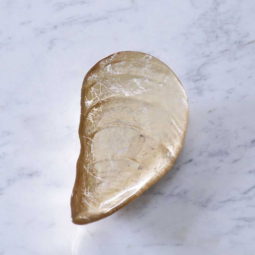 Medium Foil Leafing Pina Shell Platter (Gold) - The Nifty Decor
