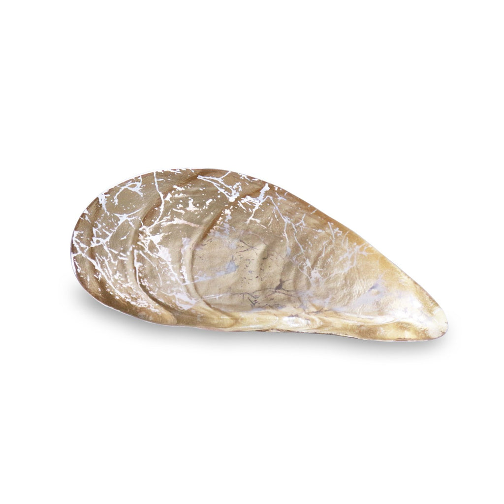 Small Leafing Foil Pina Shell Platter Set of 2 (Gold) - The Nifty Decor