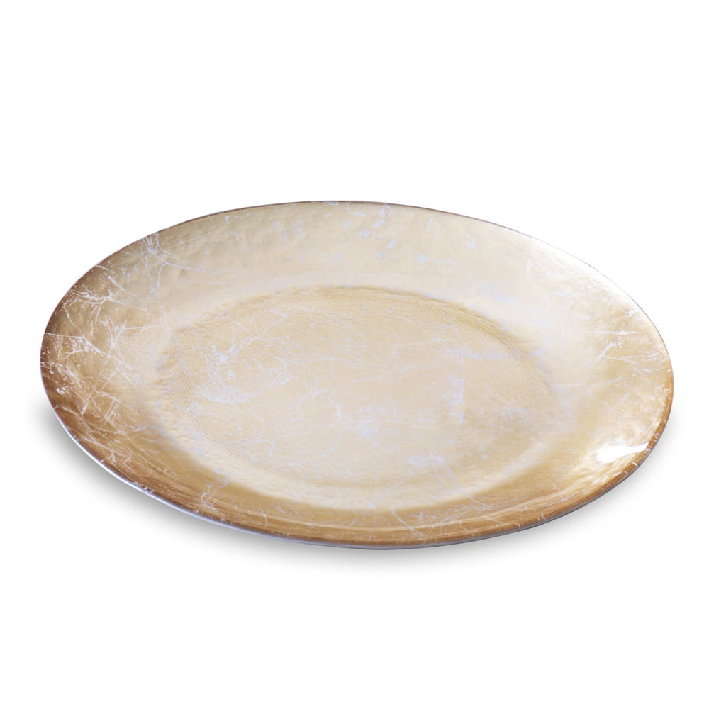 Cracked Foil Leafing Round Platter (Gold) - The Nifty Decor