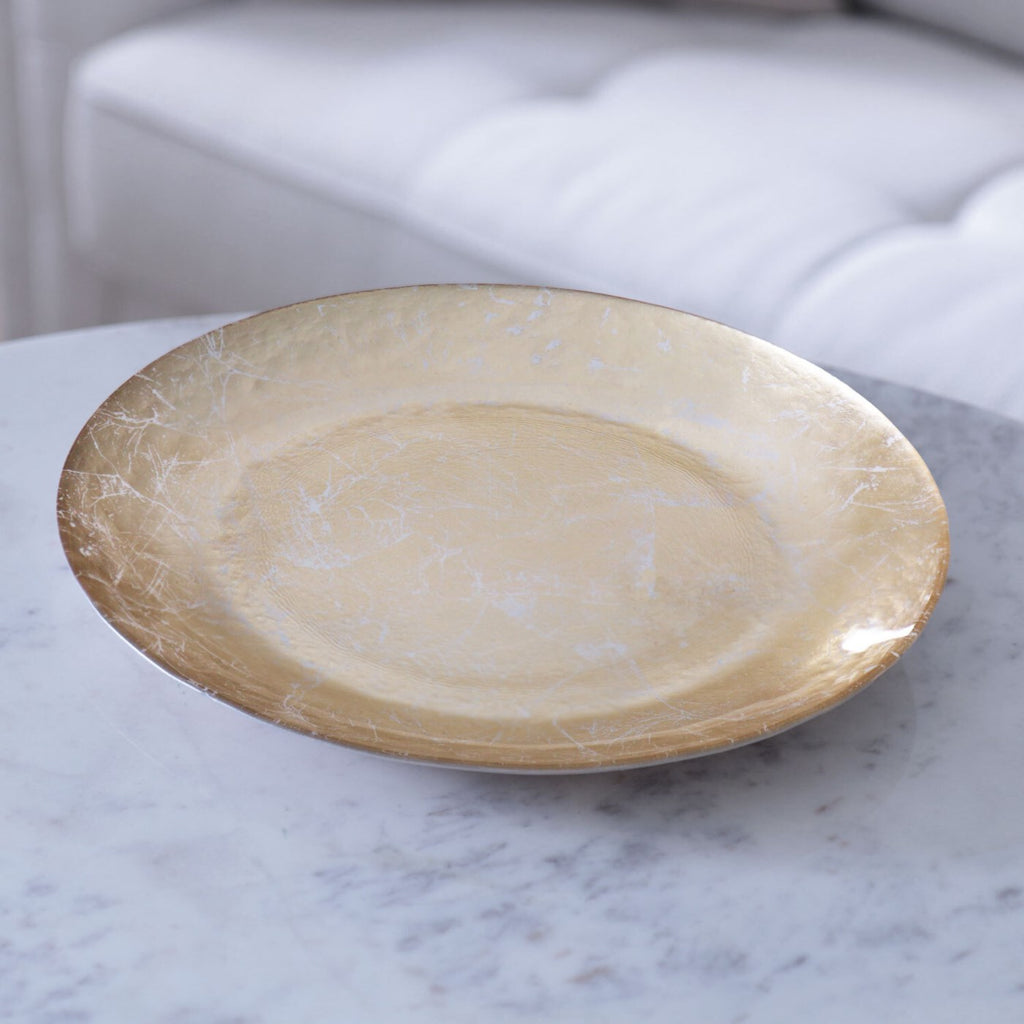 Cracked Foil Leafing Round Platter (Gold) - The Nifty Decor