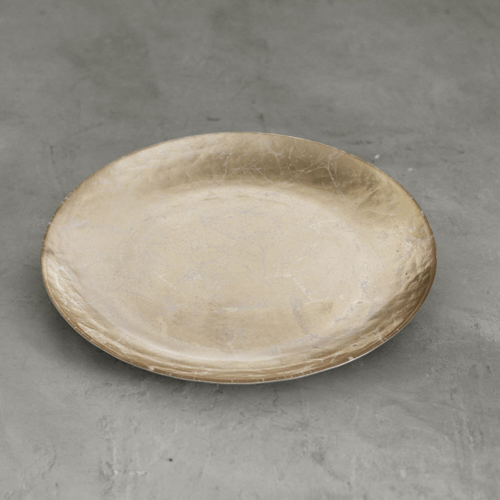 Cracked Foil Leafing Round Platter (Gold) - The Nifty Decor