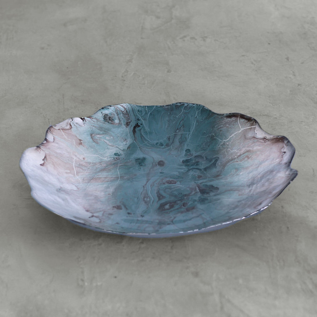 Light Teal & Silver Foil Leafing Centerpiece - The Nifty Decor