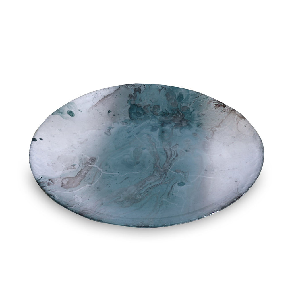 Light Teal & Silver Foil Leafing Platter - The Nifty Decor