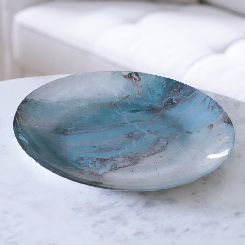 Light Teal & Silver Foil Leafing Platter - The Nifty Decor