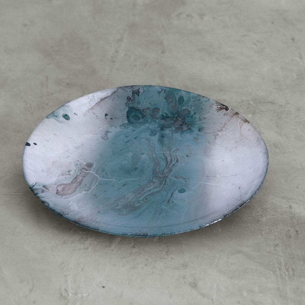 Light Teal & Silver Foil Leafing Platter - The Nifty Decor