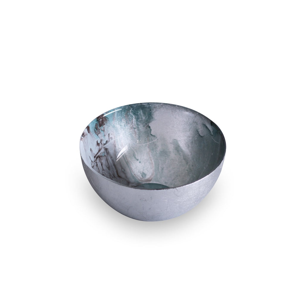 Light Teal & Silver Leafing Bowl - The Nifty Decor
