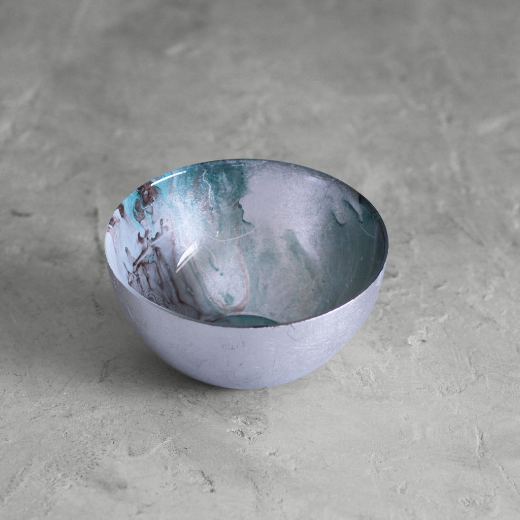 Light Teal & Silver Leafing Bowl - The Nifty Decor