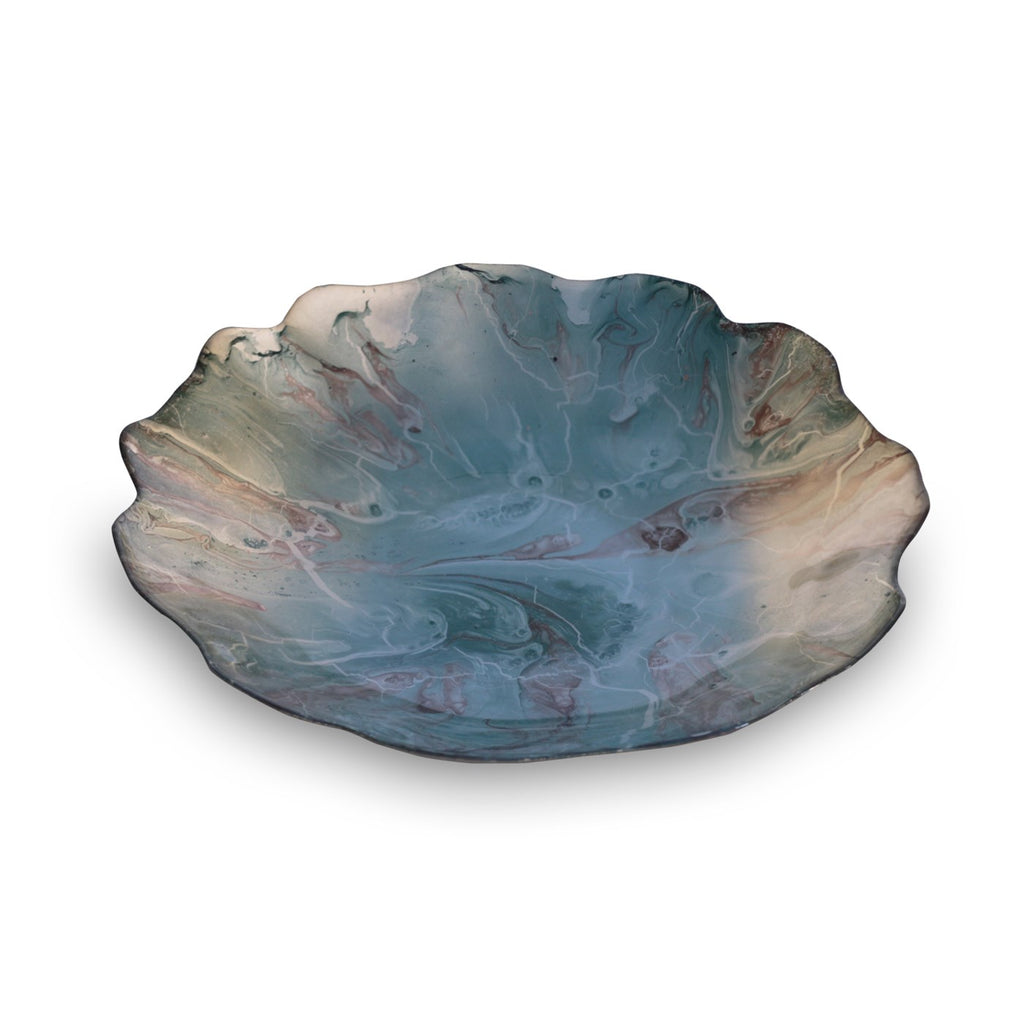 Teal & Silver Scalloped Edges Centerpiece - The Nifty Decor