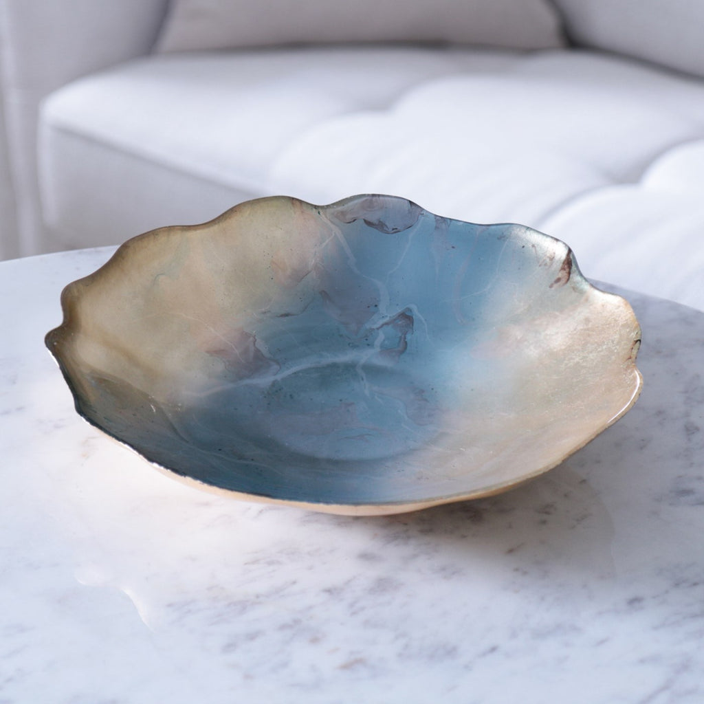 Teal & Silver Scalloped Edges Centerpiece - The Nifty Decor