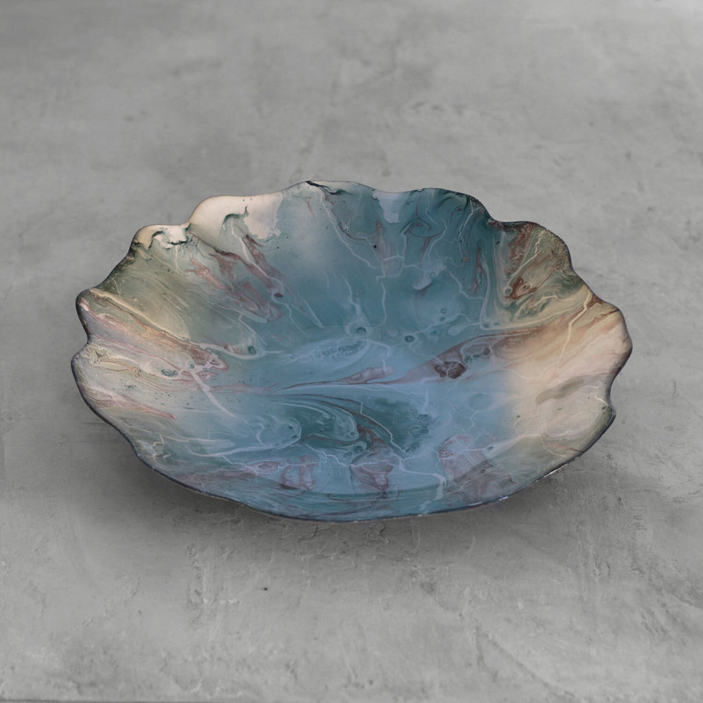 Teal & Silver Scalloped Edges Centerpiece - The Nifty Decor