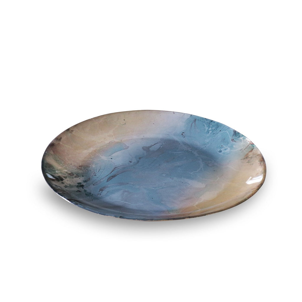 Round Platter (Light Teal & Gold) - The Nifty Decor