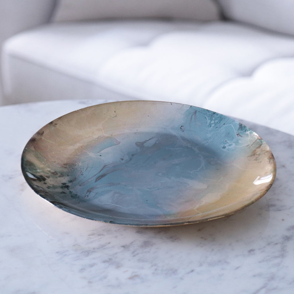 Round Platter (Light Teal & Gold) - The Nifty Decor