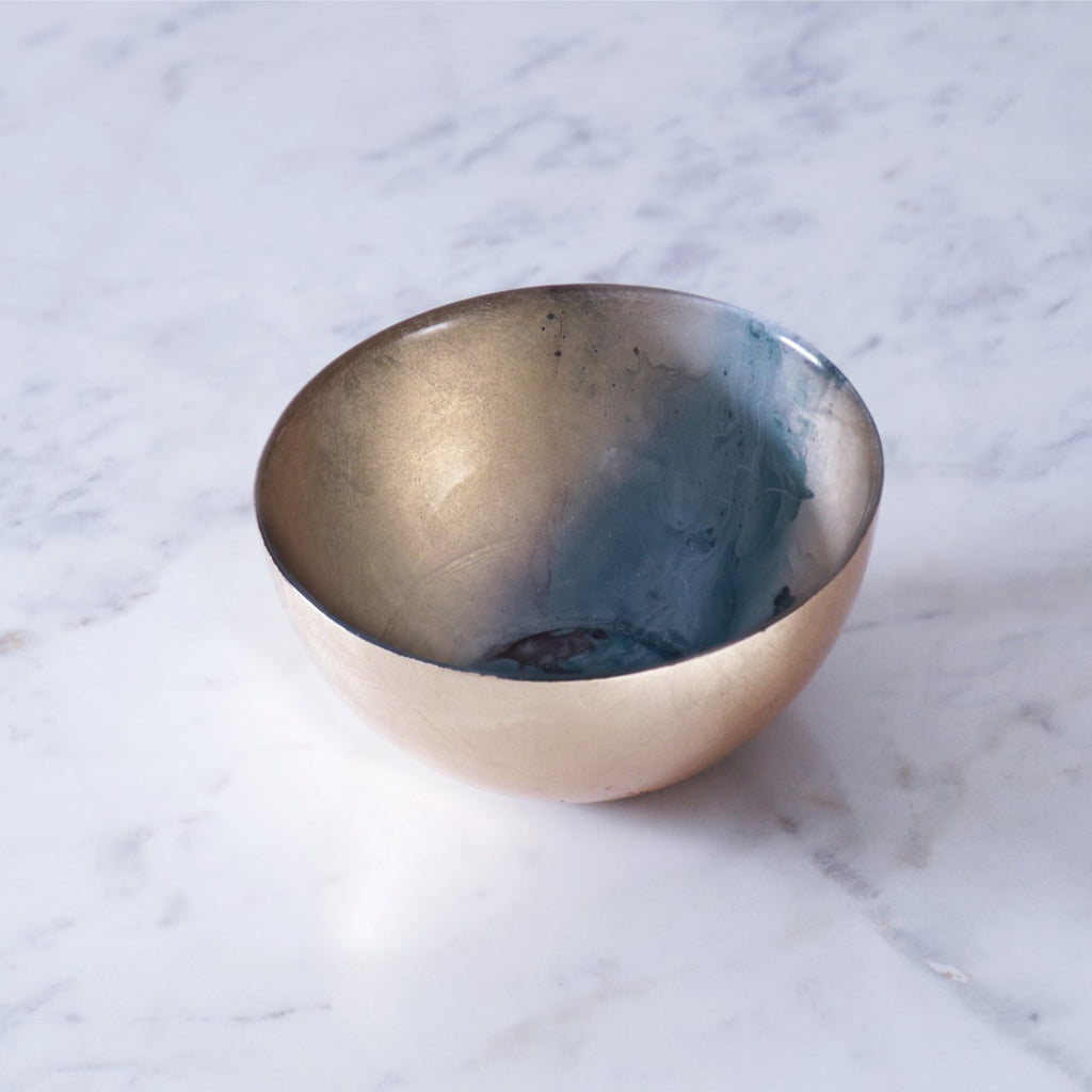 Leafing Bowl (Light Teal & Gold) - The Nifty Decor