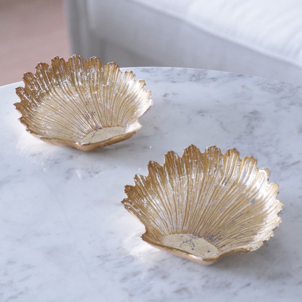Shell Platter Set of 2 (Gold) - The Nifty Decor