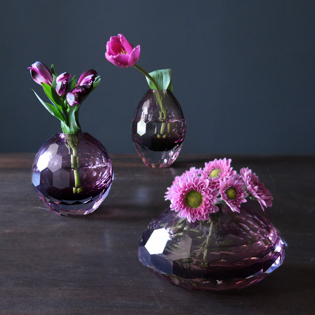 Faceted Round Amethyst Bud Vase - The Nifty Decor