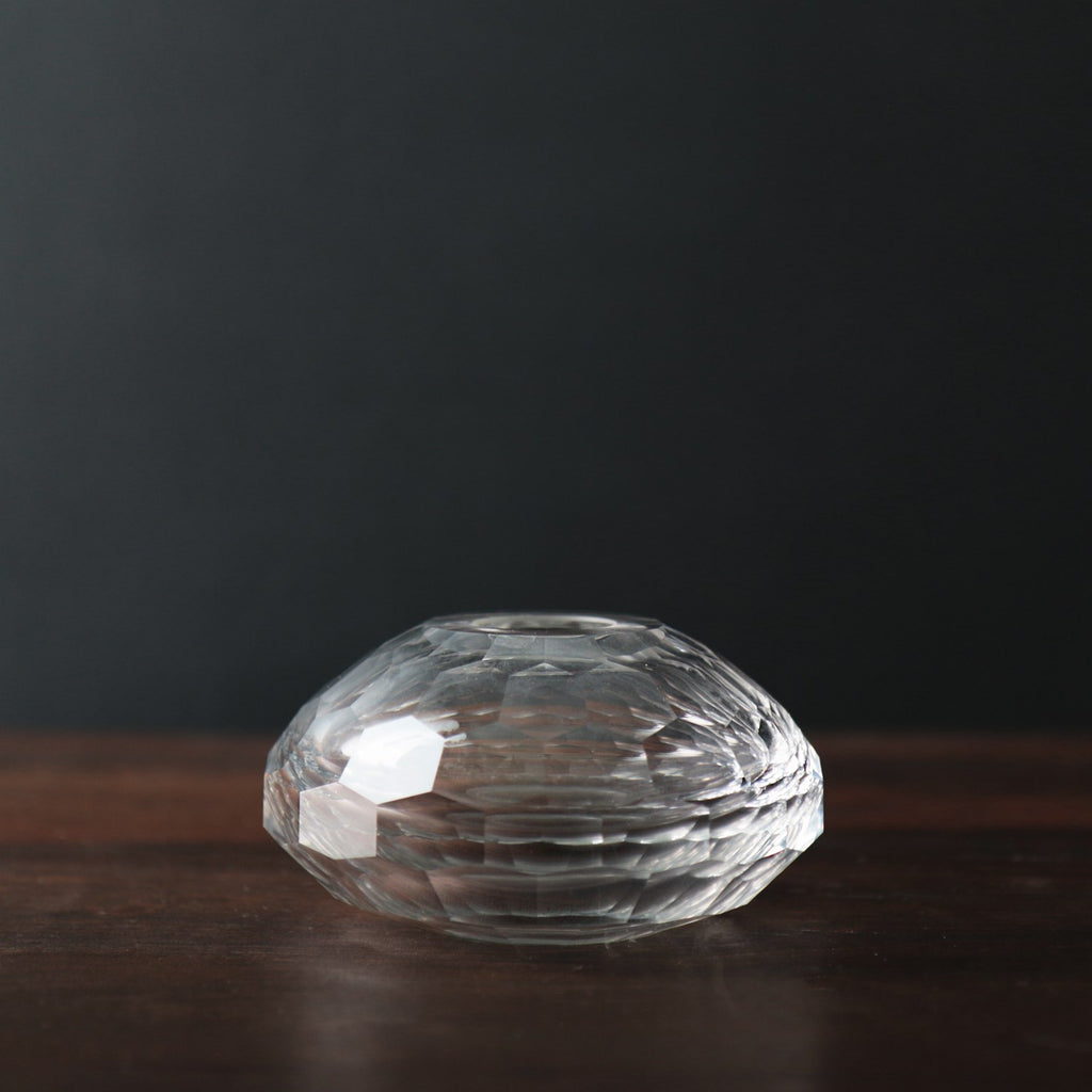 Faceted Clear Short Vase - The Nifty Decor