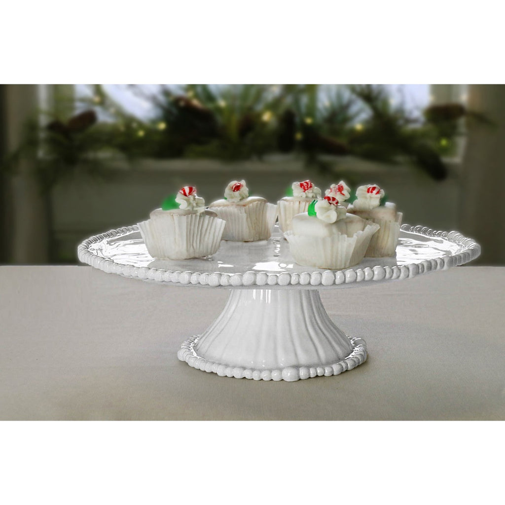 Alegria Pedestal Cake Plate (White) - The Nifty Decor