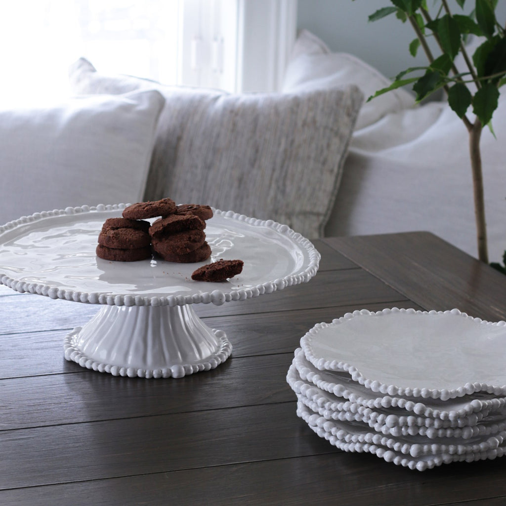 Alegria Pedestal Cake Plate (White) - The Nifty Decor