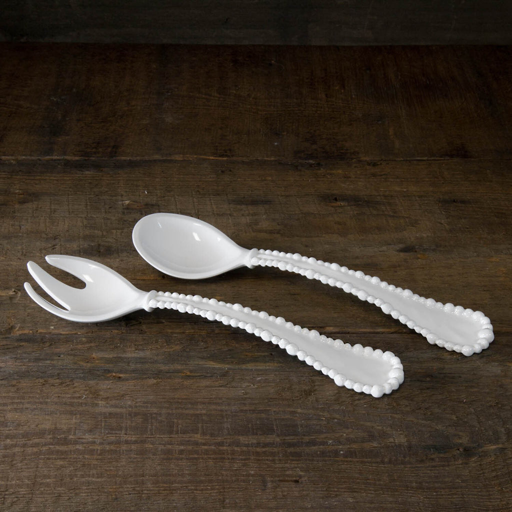 Alegria Large Salad Servers (White) - The Nifty Decor
