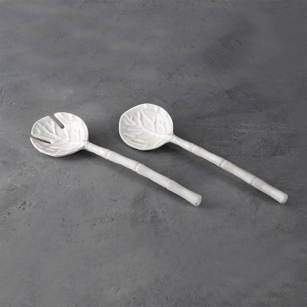 Lettuce Large Salad Servers (White) - The Nifty Decor