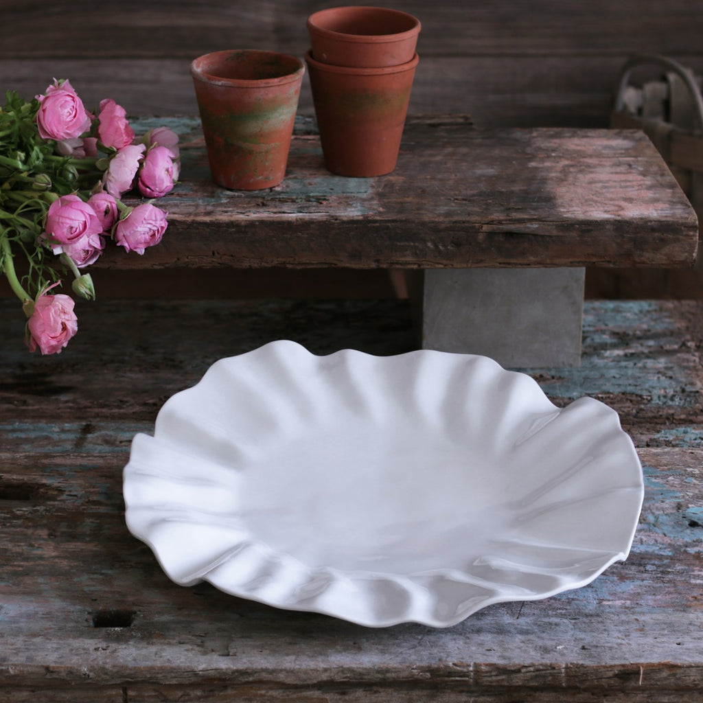 Bloom Large Round Platter (White) - The Nifty Decor