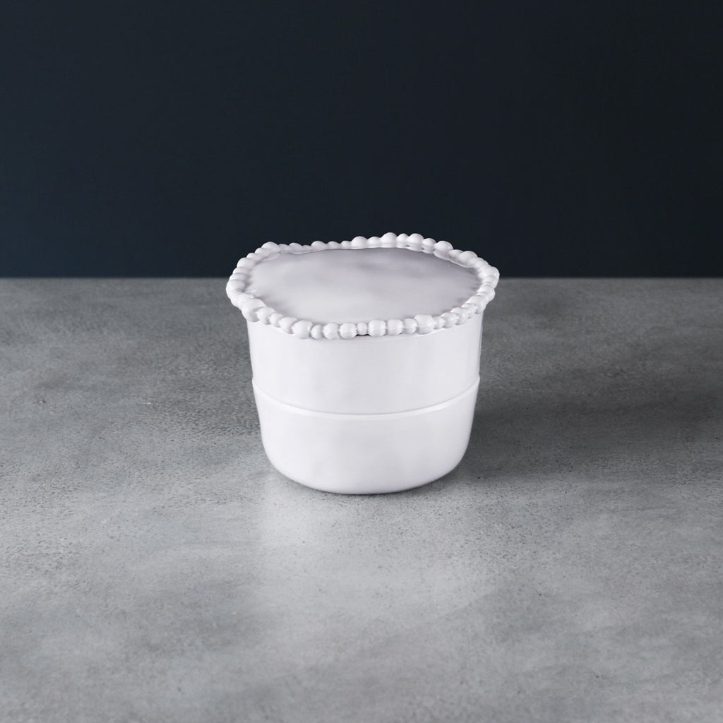 Alegria Stackable Salt-Pepper Cellar with Lid (White) - The Nifty Decor