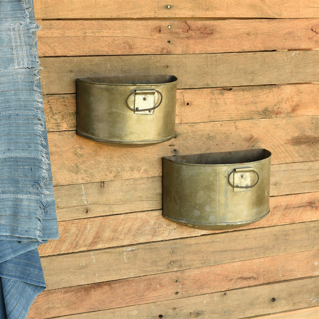 Half Reclaimed Metal Planter - Set of 2 - The Nifty Decor