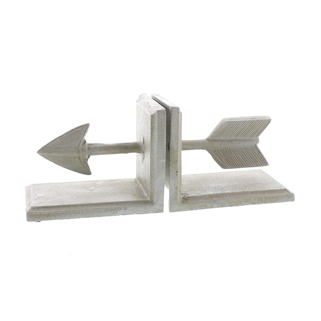 Arrow Cast Iron Bookends - Antique White - The Nifty Decor