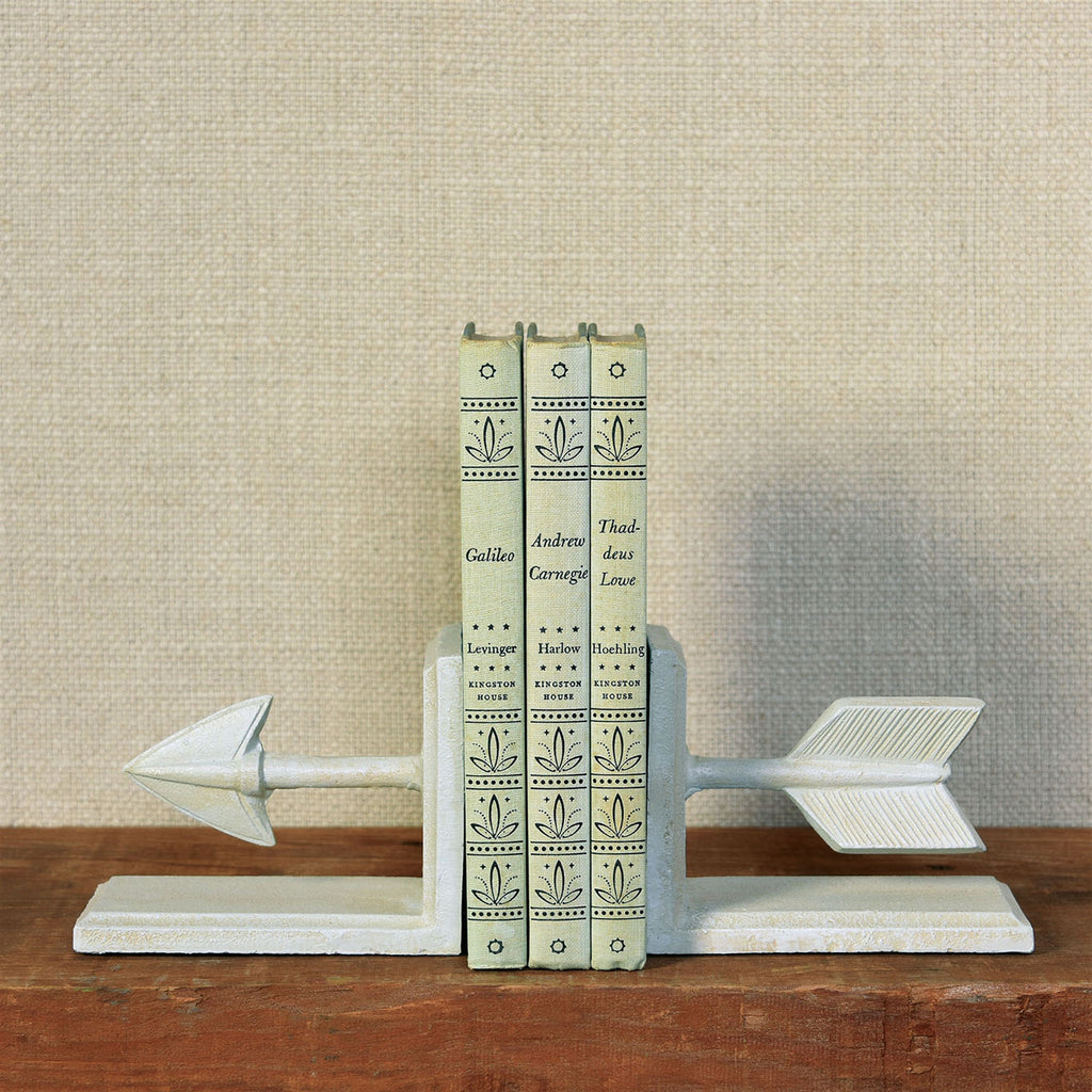 Arrow Cast Iron Bookends - Antique White - The Nifty Decor