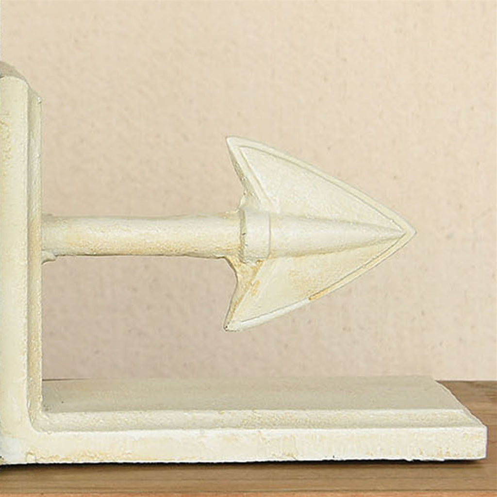 Arrow Cast Iron Bookends - Antique White - The Nifty Decor