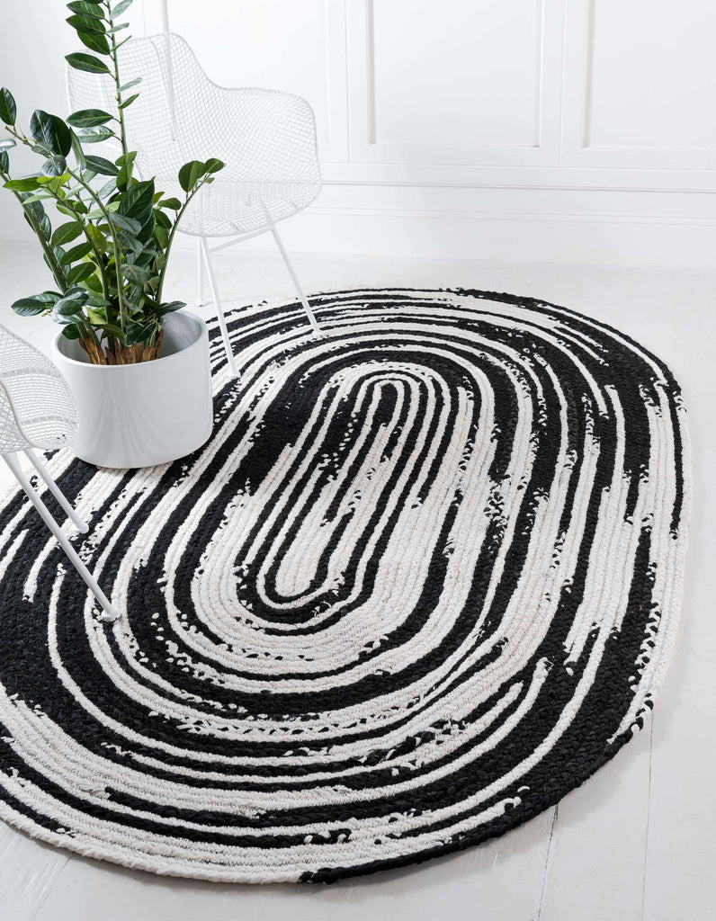 Braided Chindi Rug Black/White - The Nifty Decor