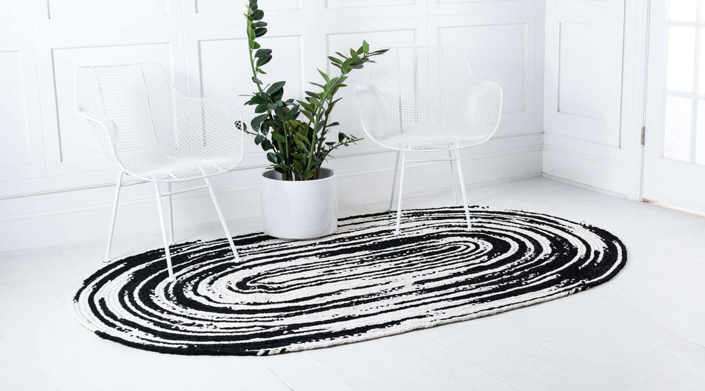 Braided Chindi Rug Black/White - The Nifty Decor