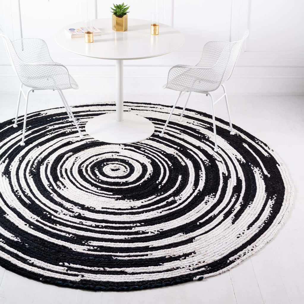 Braided Chindi Rug Black/White - The Nifty Decor