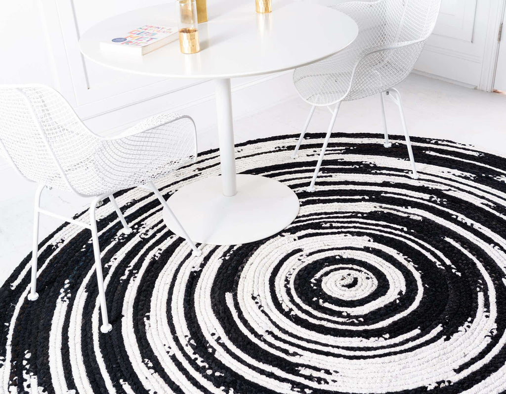 Braided Chindi Rug Black/White - The Nifty Decor