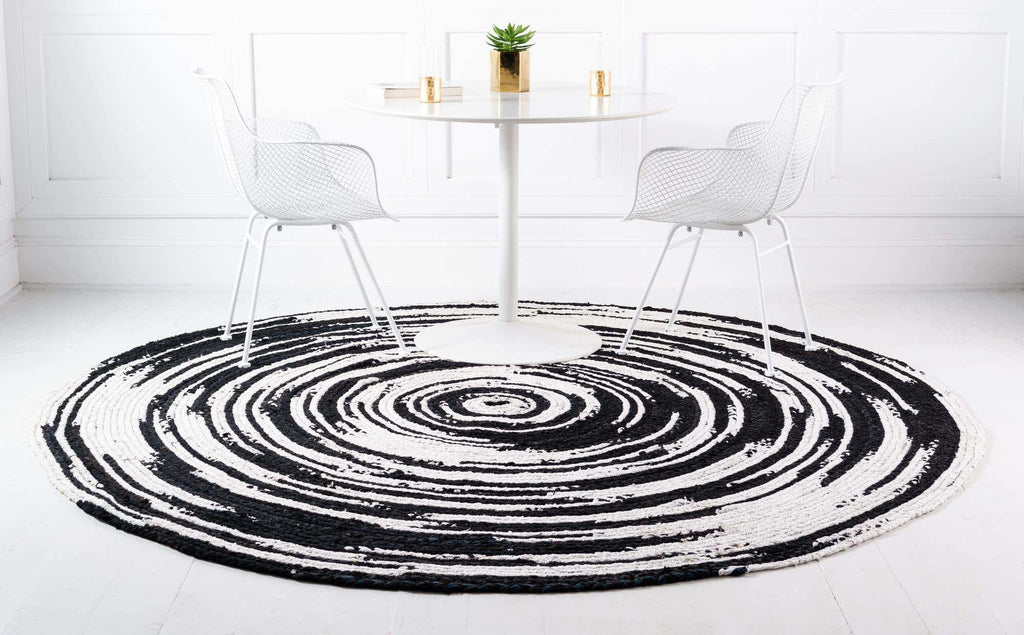 Braided Chindi Rug Black/White - The Nifty Decor