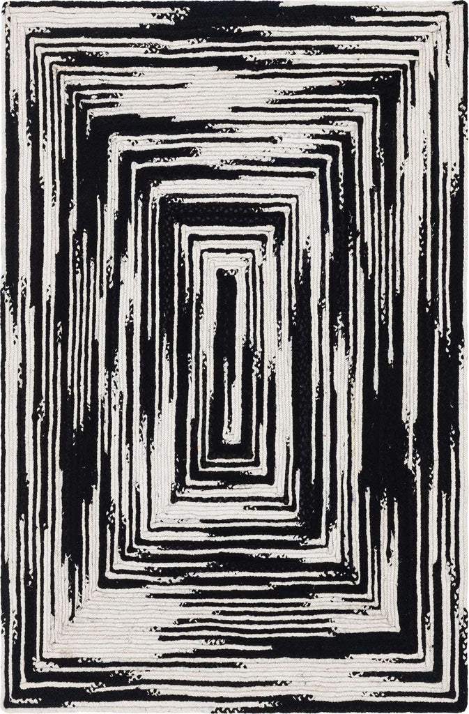 Braided Chindi Rug Black/White - The Nifty Decor
