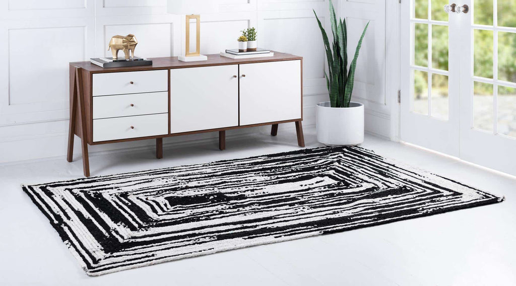 Braided Chindi Rug Black/White - The Nifty Decor