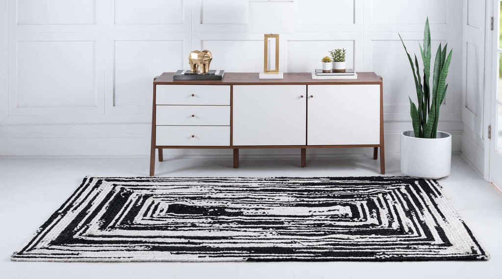 Braided Chindi Rug Black/White - The Nifty Decor