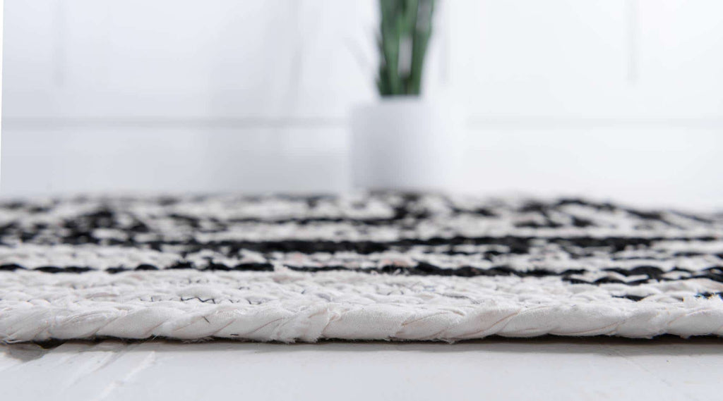 Braided Chindi Rug Black/White - The Nifty Decor