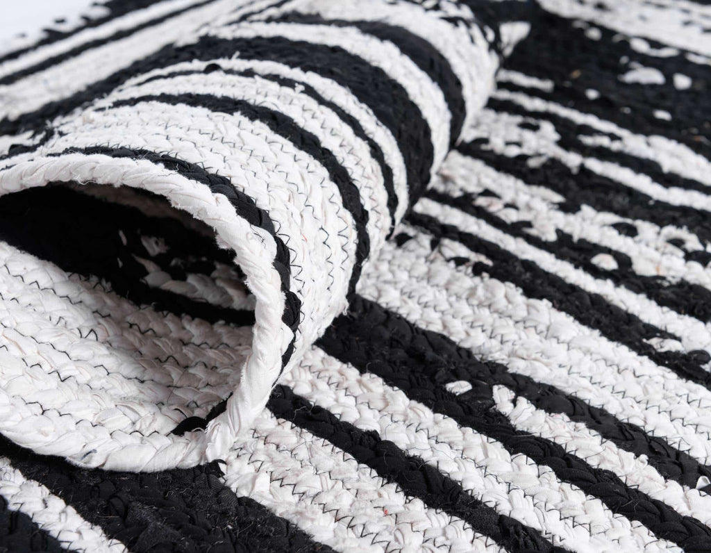 Braided Chindi Rug Black/White - The Nifty Decor