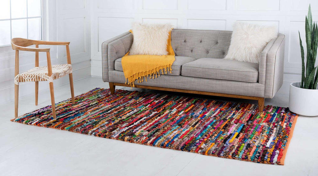 Multi-Striped Braided Chindi Rug - The Nifty Decor