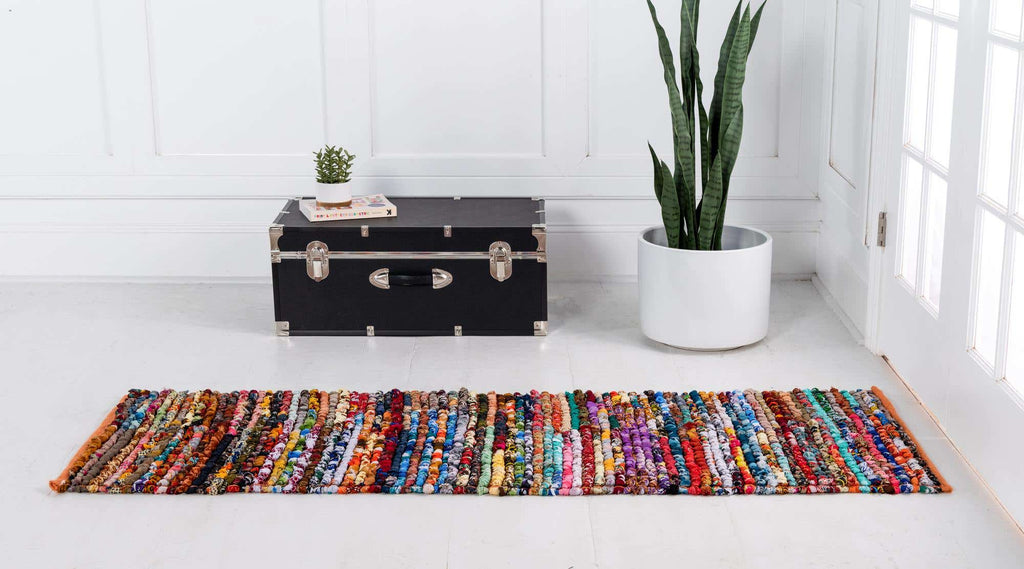 Multi-Striped Braided Chindi Rug - The Nifty Decor