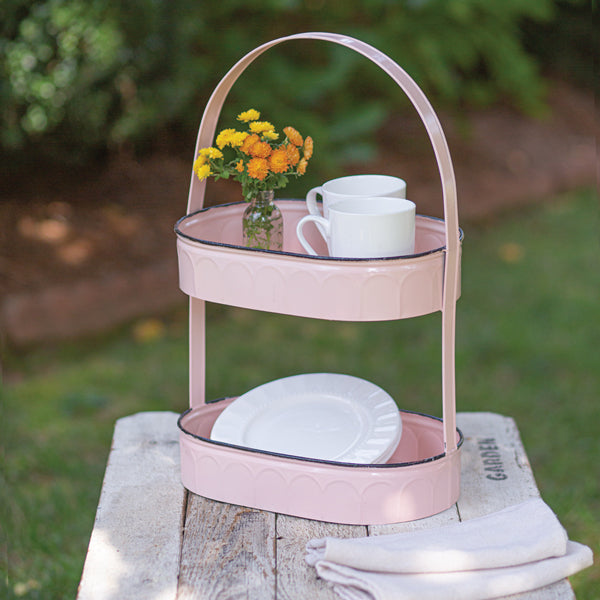Two-Tiered Pink Tray - The Nifty Decor