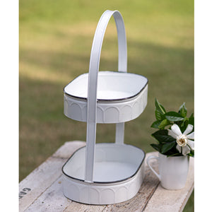 Two-Tiered Oval White Tray - The Nifty Decor