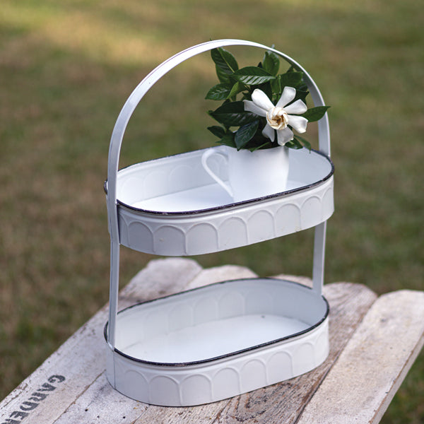 Two-Tiered Oval White Tray - The Nifty Decor