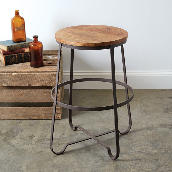 Industrial Wood Top Stool - The Nifty Decor