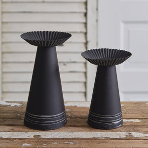Corrugated Pillar Candle Holders, Set of 2 - The Nifty Decor