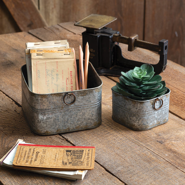 Small Square Buckets, Set of 2 - The Nifty Decor