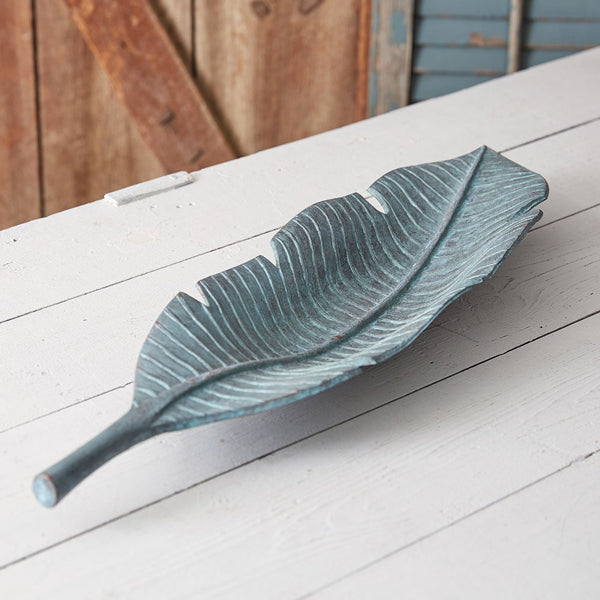 Verdigris Leaf Dish - Bombay Mercantile