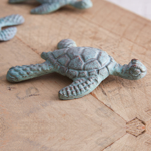 Decorative Verdigris Sea Turtle - Box of 4 - Bombay Mercantile